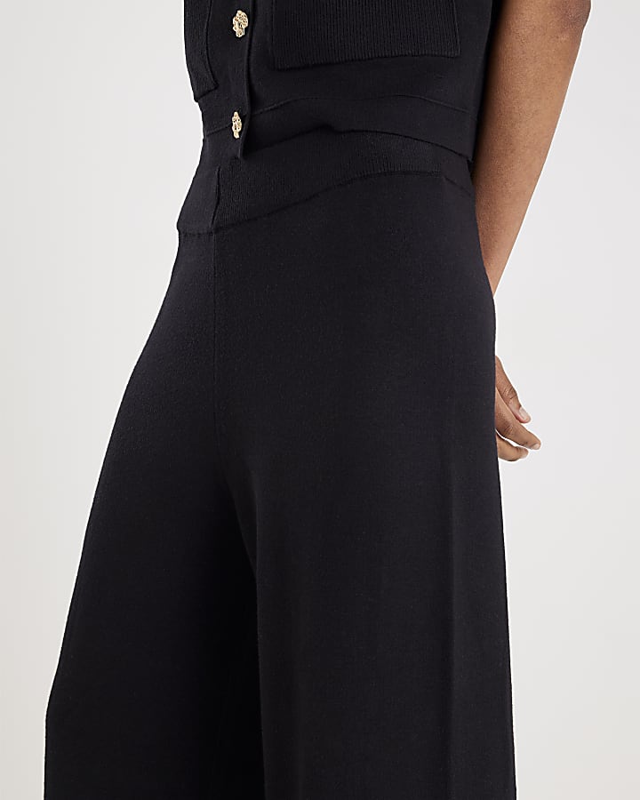 Black Wide leg Knitted Trousers