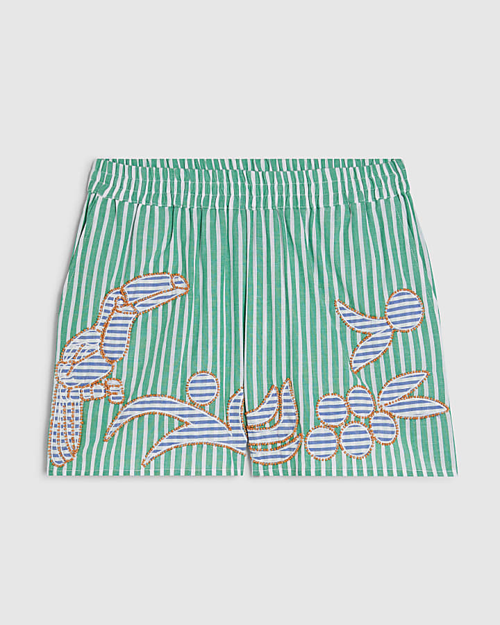 Green Striped Toucan Shorts