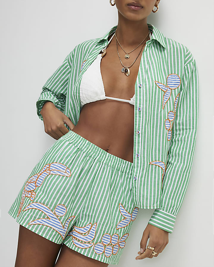 Green Striped Toucan Shorts