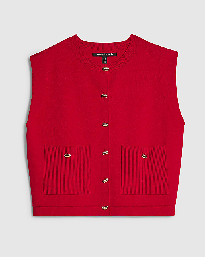 Red Knitted Waistcoat