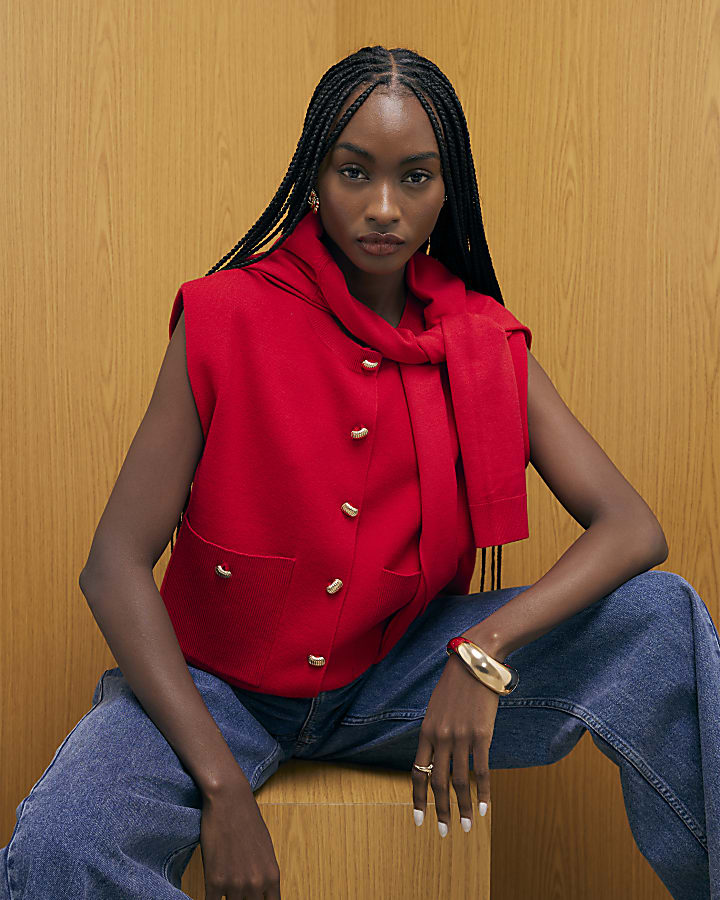 Red Knitted Waistcoat