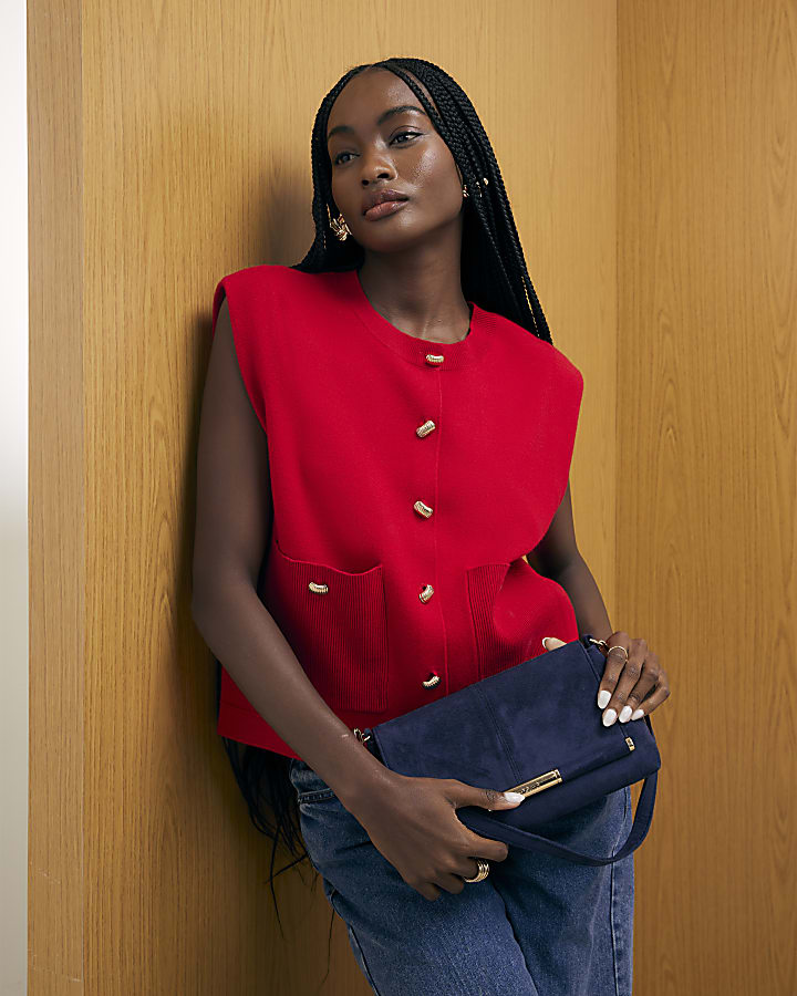 Red Knitted Waistcoat