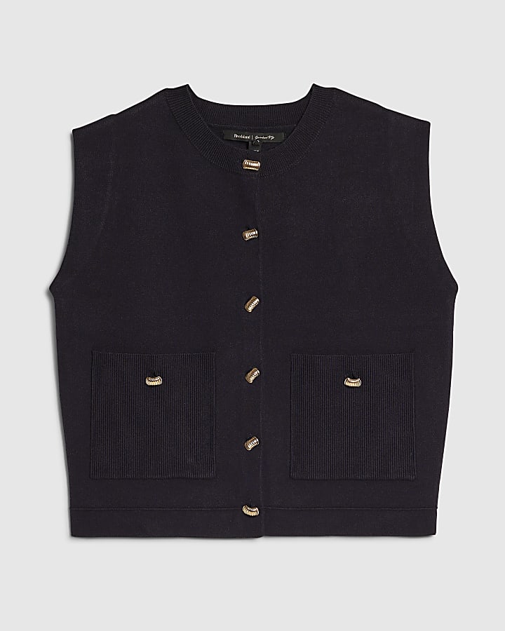 Navy Knitted Waistcoat