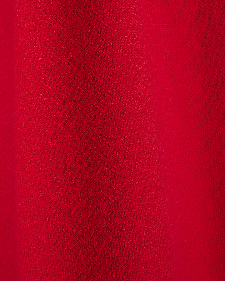 Red knitted wide leg trousers