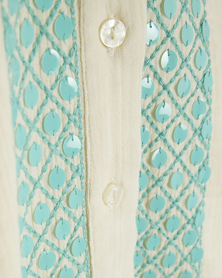 Cream Sequin Embellished Shirt