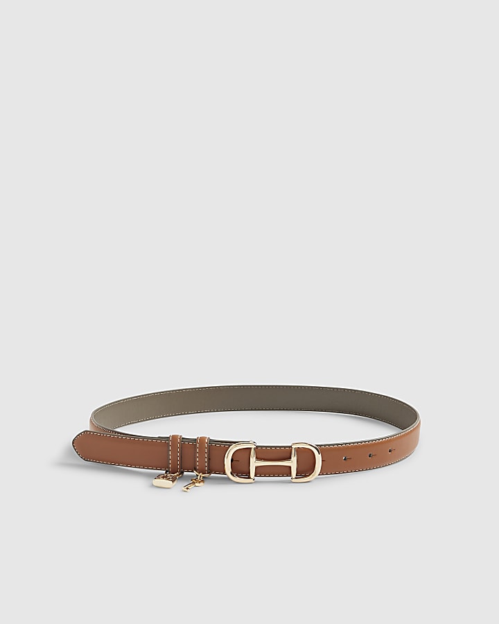 Tan Snaffle Buckle Padlock Belt