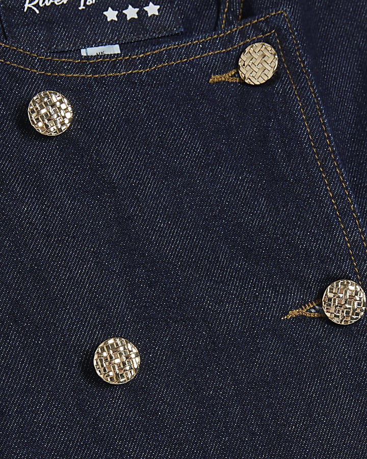 Navy Button Front Denim Shirt