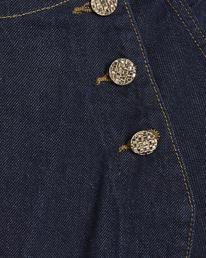 Blue Denim Button Detail Skort