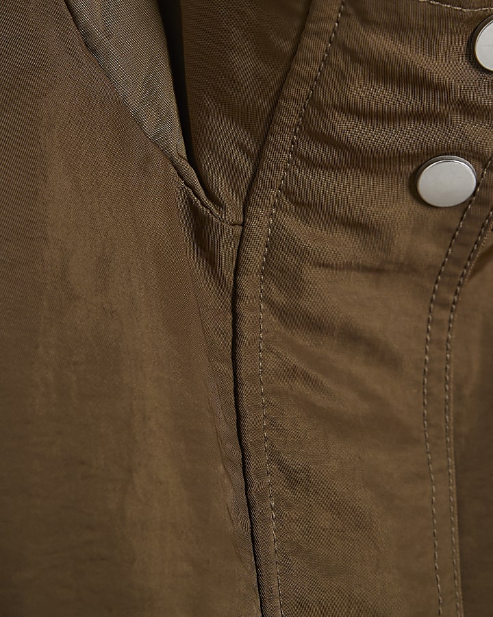 Khaki Funnel Neck Bomber Jacket