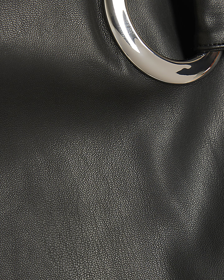 Black Wrap Eyelet Detail Midi Skirt