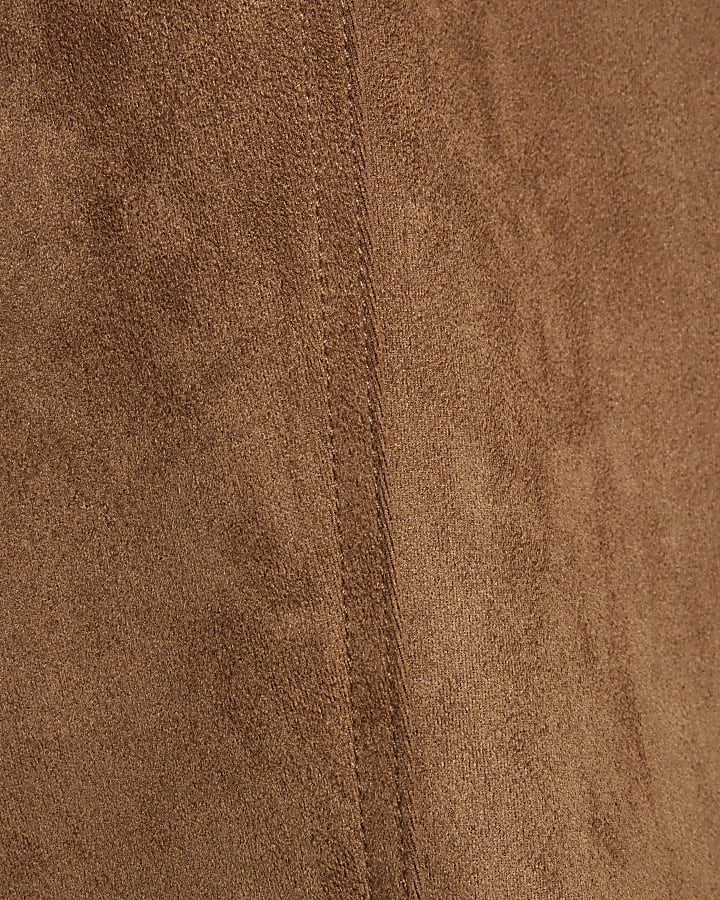 Brown Buckle Detail Wrap Midi Skirt