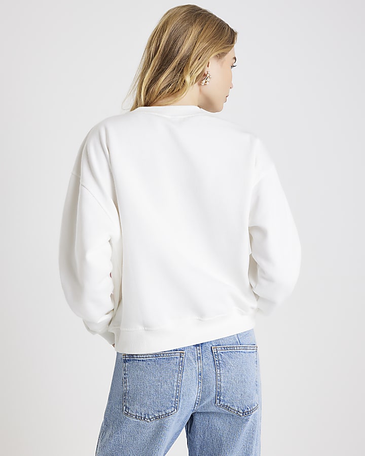 White Long Sleeve L'amour Lipstick Sweatshirt