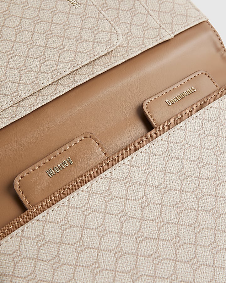 Beige Monogram Travel Wallet