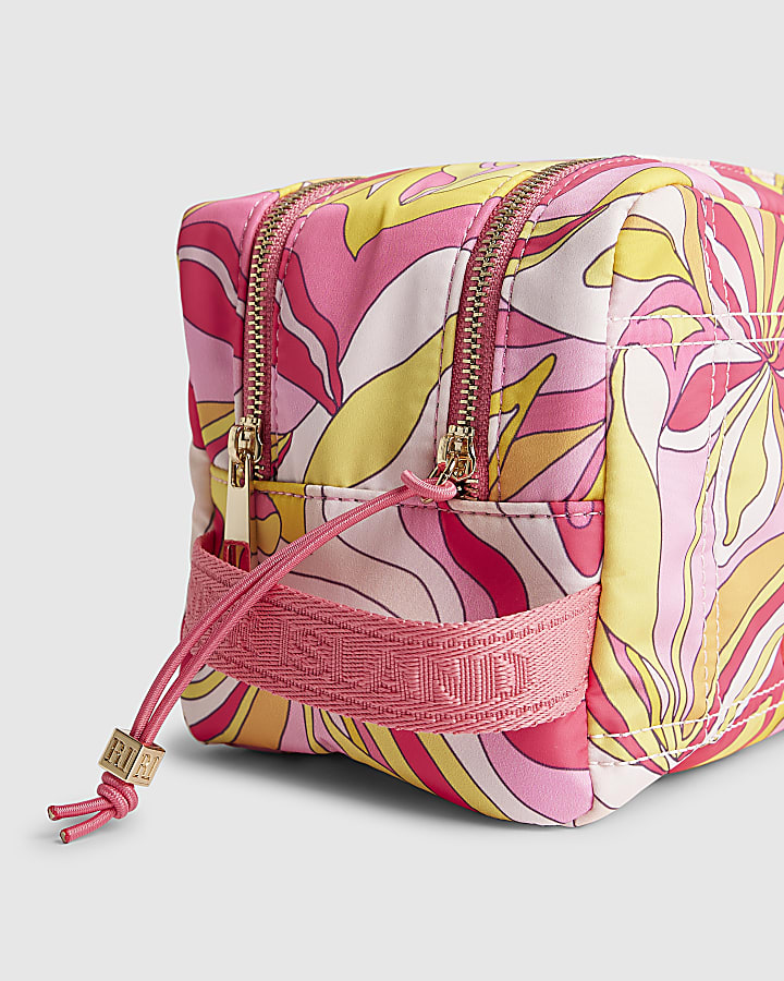 Pink Swirl Double Zip Makeup bag