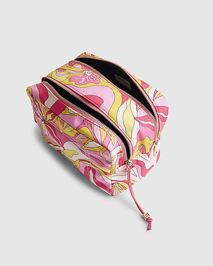 Pink Swirl Double Zip Makeup bag