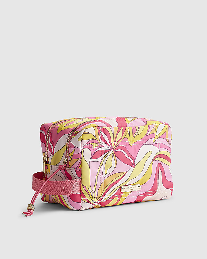 Pink Swirl Double Zip Makeup bag