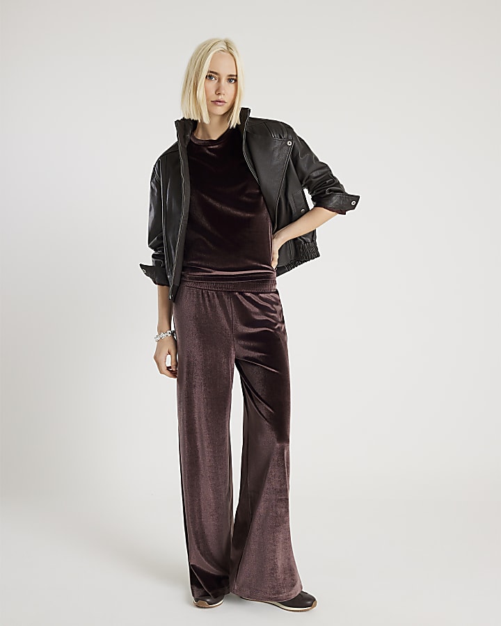 Brown Velvet Boxy T-shirt