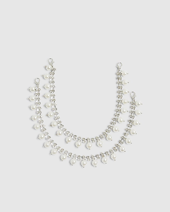 Silver Pearl Double Shoe Chain