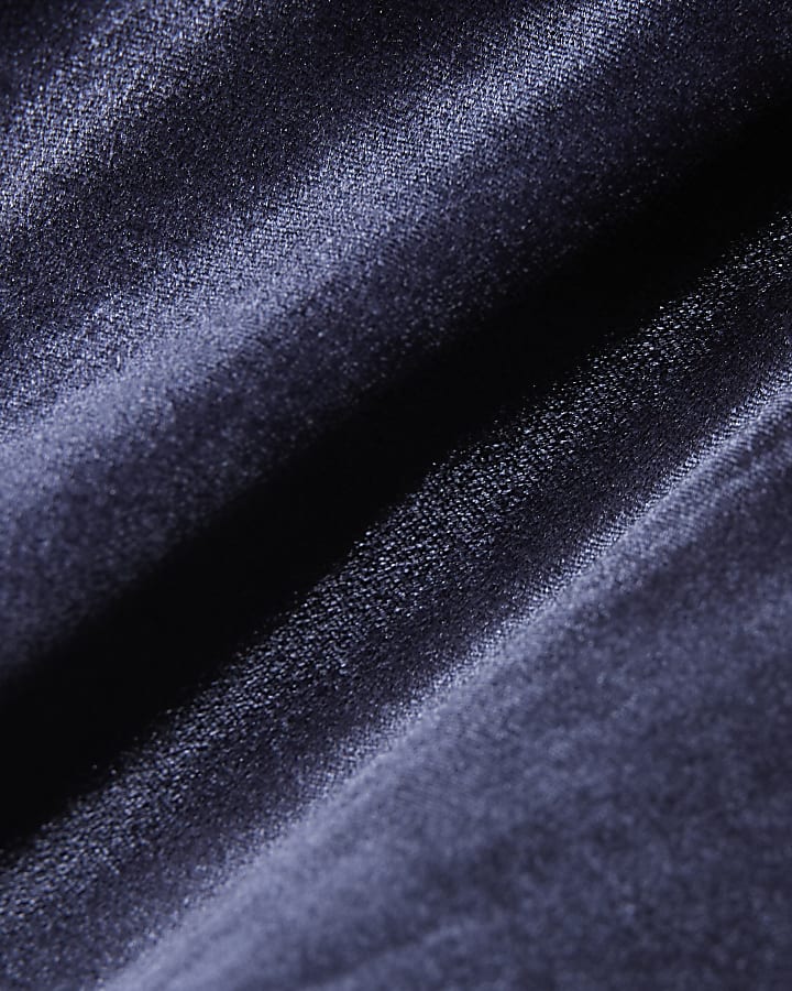 Navy Velvet Short Sleeve Boxy T-shirt