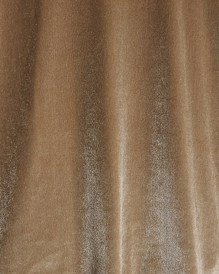 Beige Velvet Short Sleeve Boxy T-shirt