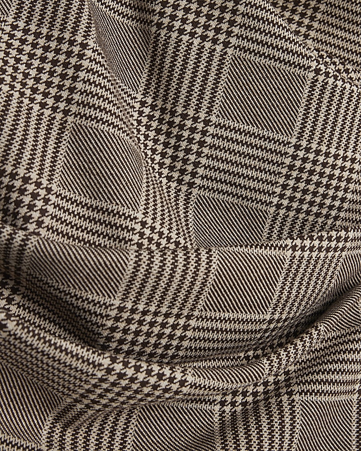 Brown Check Pleated Top