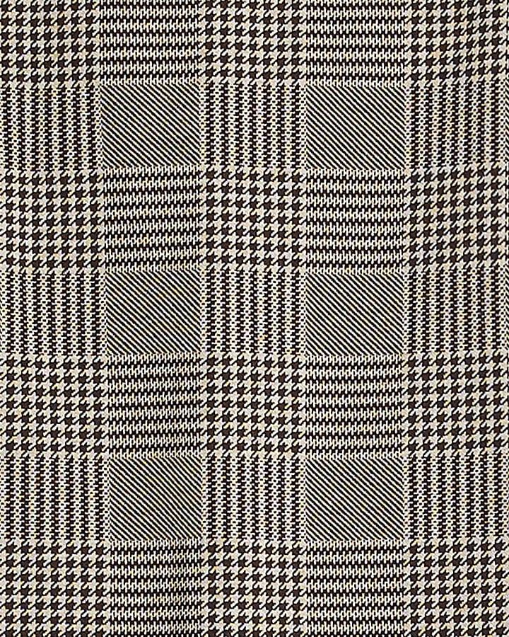 Brown Check Fitted Midi Skirt