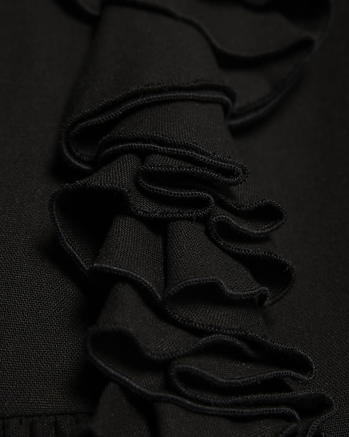 Black Long Sleeve Ruffle Blouse