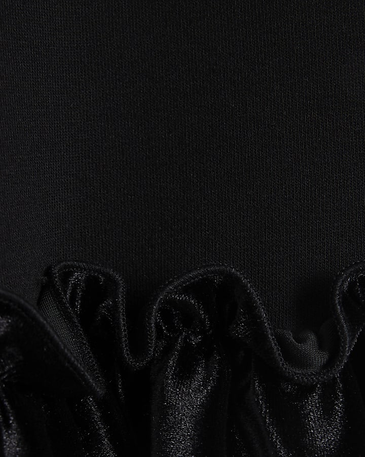 Black Long Sleeve Velvet Trim Sweatshirt