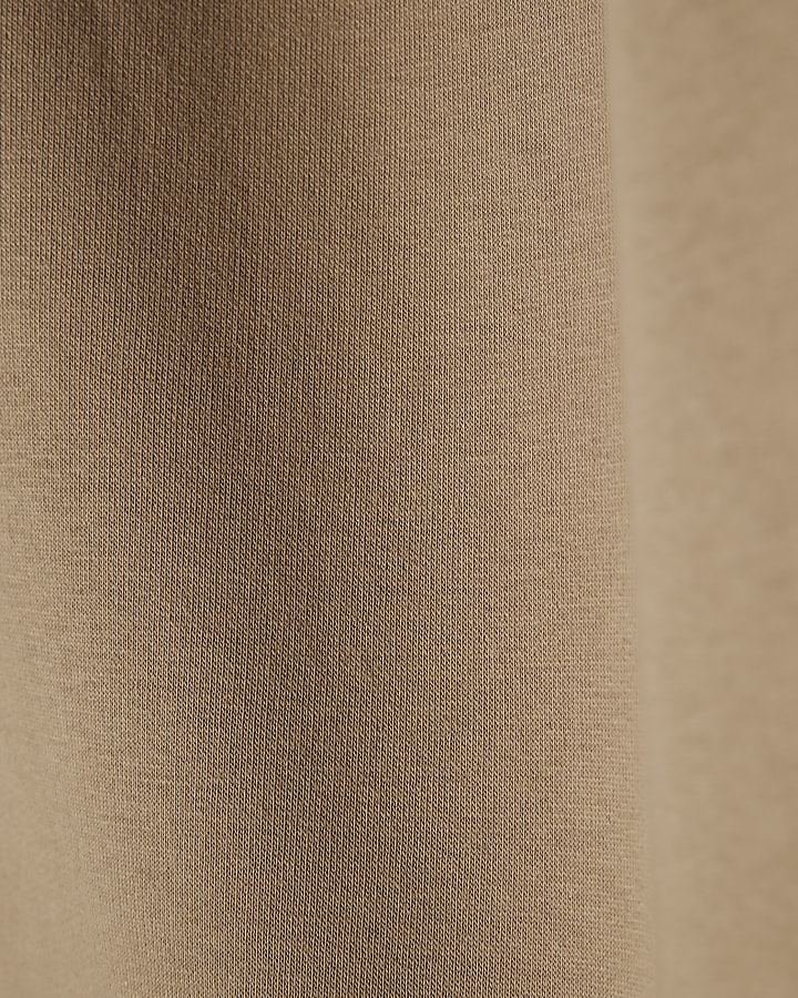 Beige Long Sleeve Velvet Trim Sweatshirt