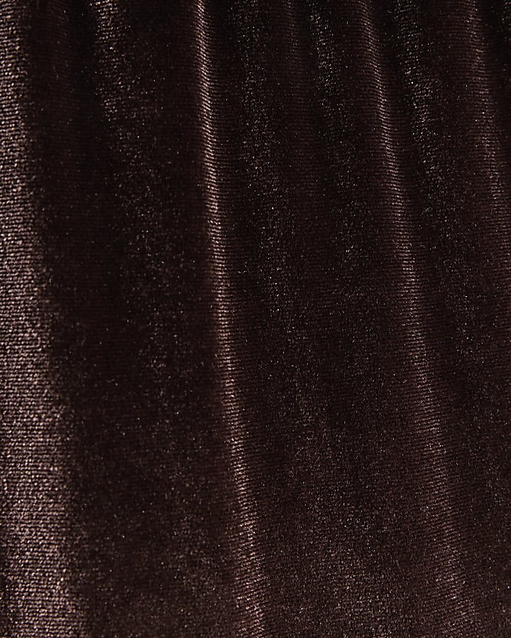 Brown Velvet Wide Leg Joggers