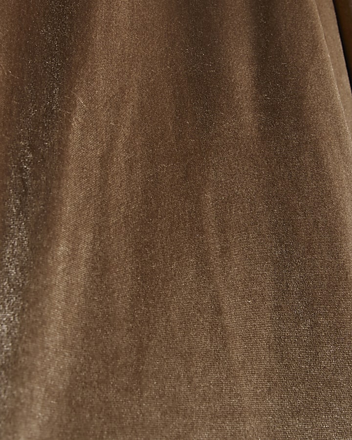 Beige Velvet Wide Leg Joggers