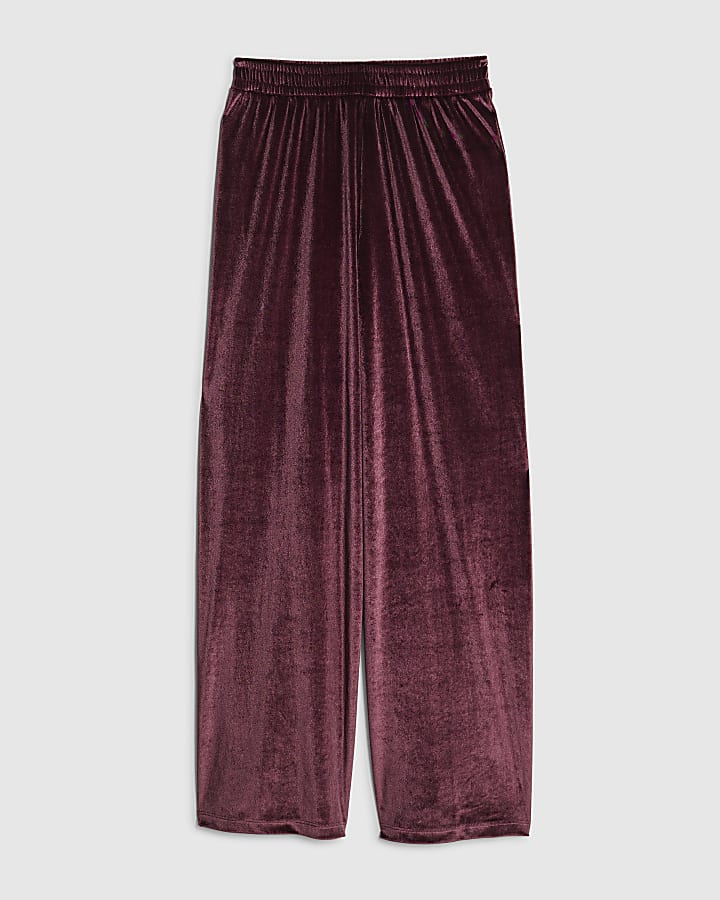 Red Velvet Wide Leg Joggers