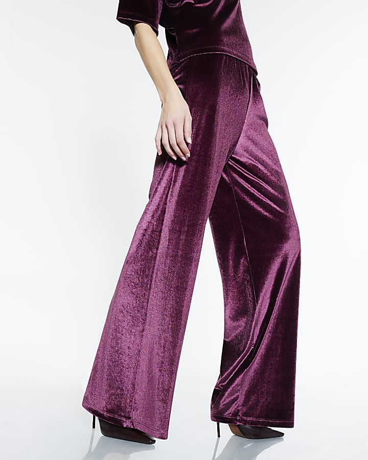 Red Velvet Wide Leg Joggers