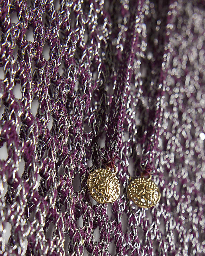 Purple Metallic Knit Beach Tunic