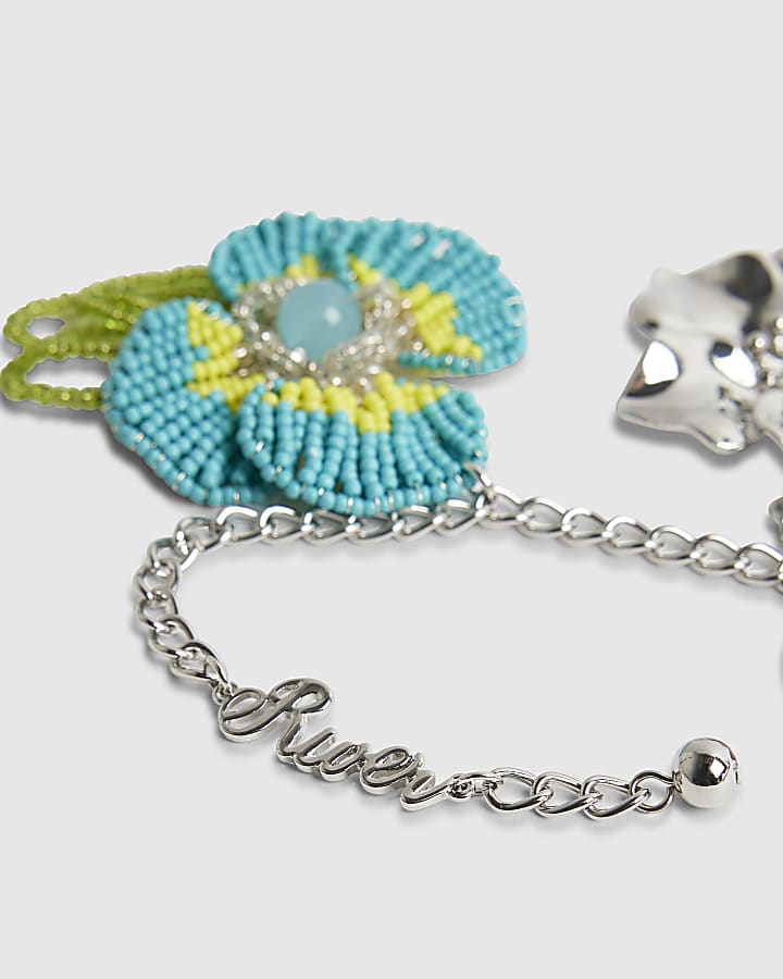 Blue Beaded Flower Charm