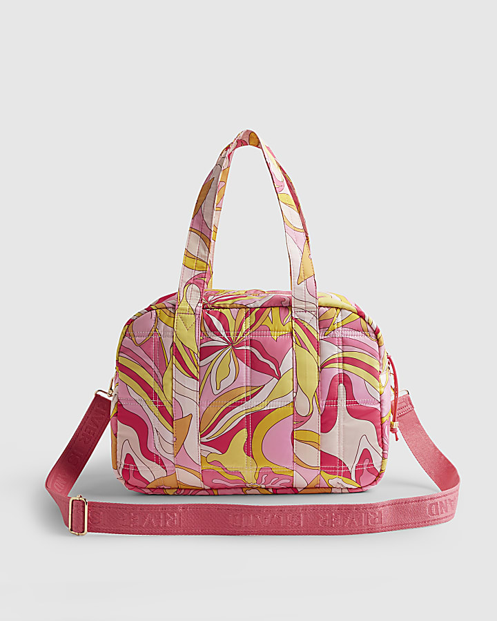 Pink Swirl Quilted Holdall Bag