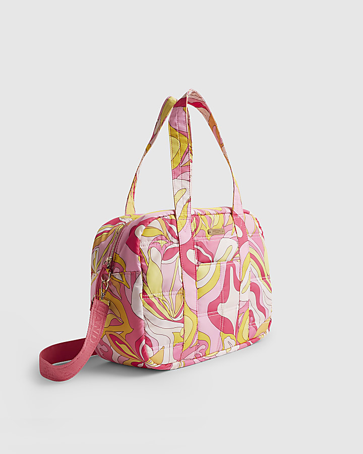 Pink Swirl Quilted Holdall Bag
