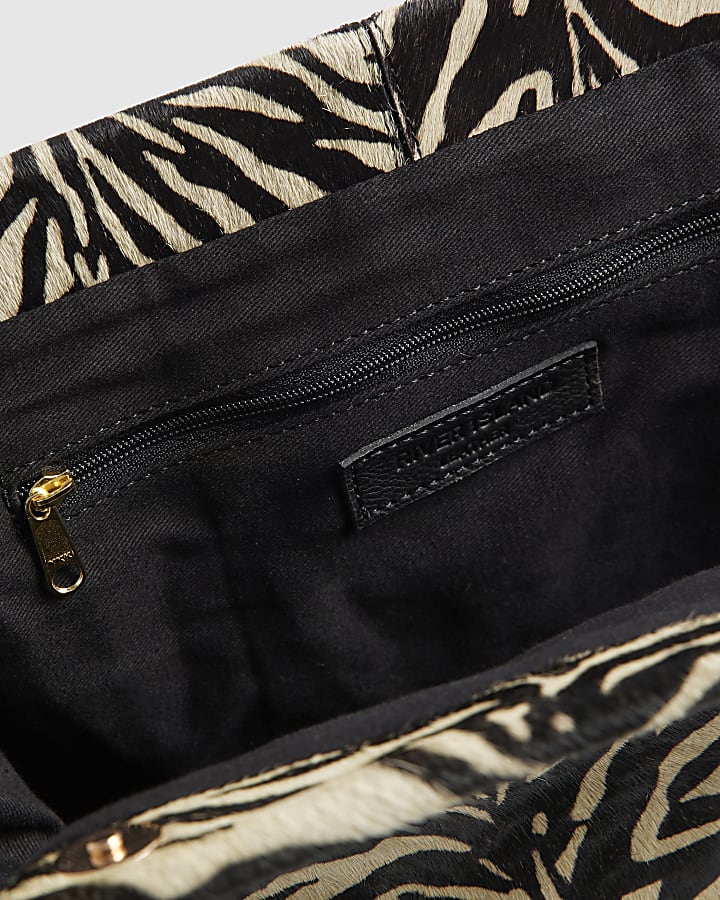 Black Pony Hair Leather Zebra Clutch Bag