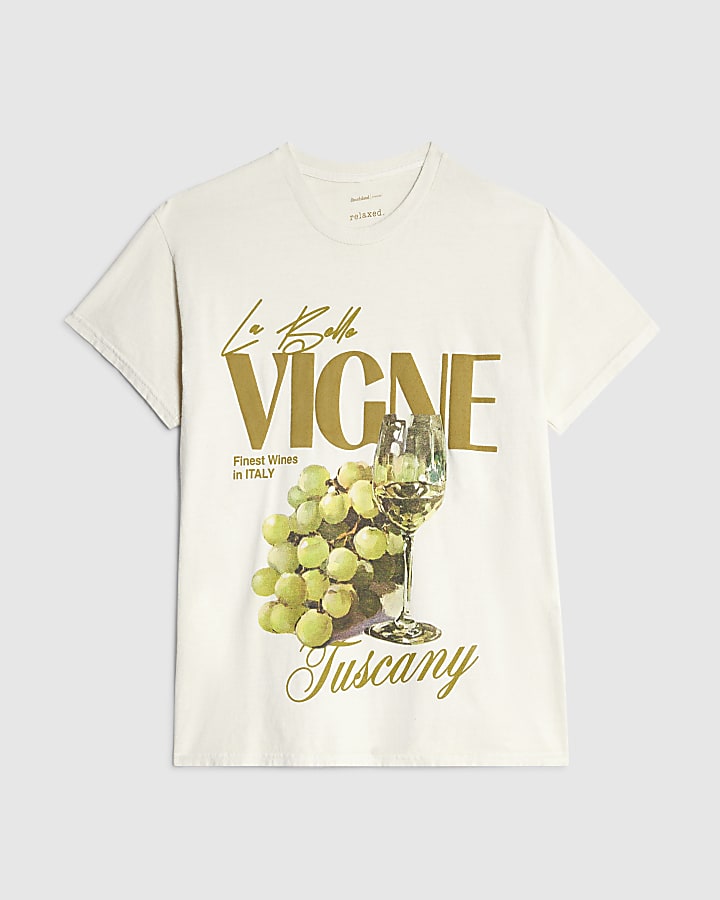 Cream Short Sleeve Vigne Grapes T-shirt