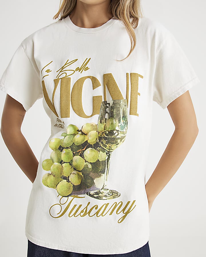 Cream Short Sleeve Vigne Grapes T-shirt