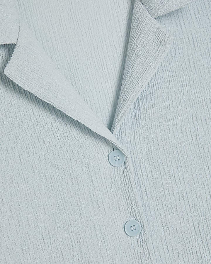 Blue Short Sleeve Textured Shirt