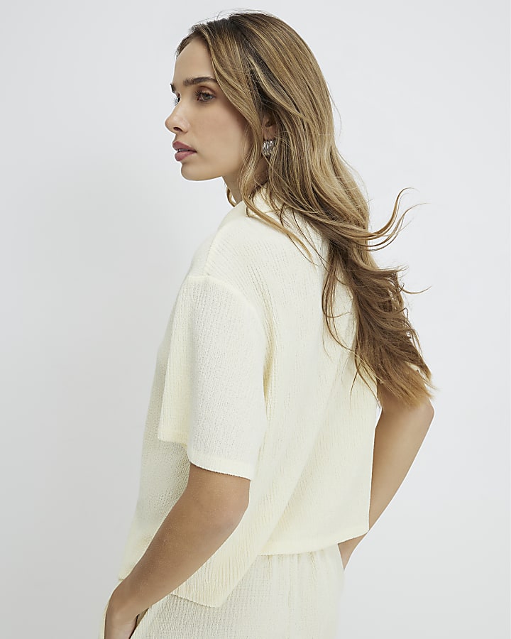 Yellow Short Sleeve Textured Shirt