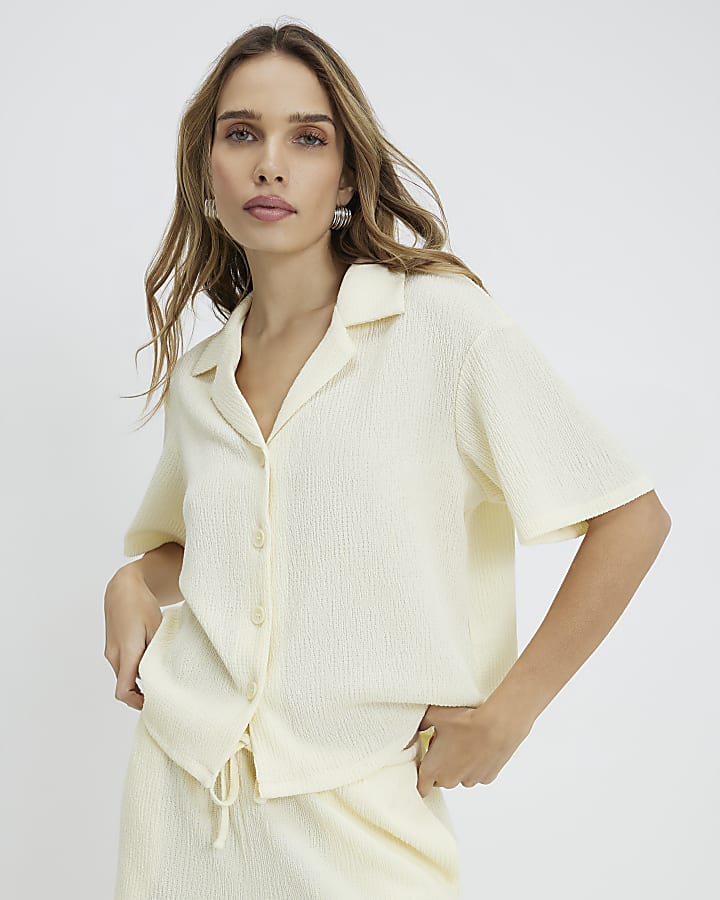 Yellow Short Sleeve Textured Shirt