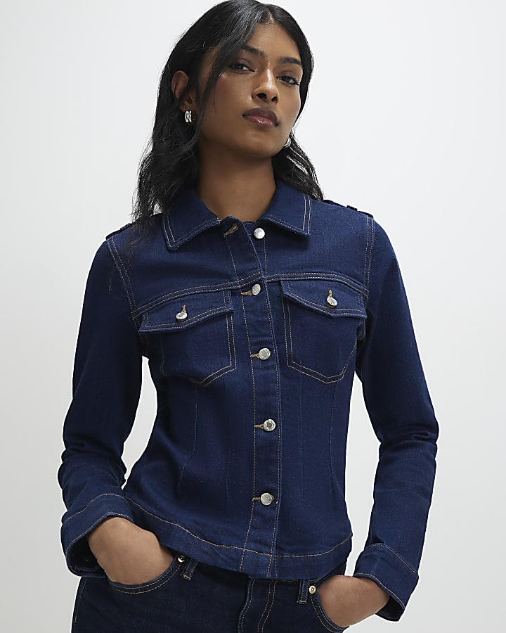 Blue Fitted Denim Jacket