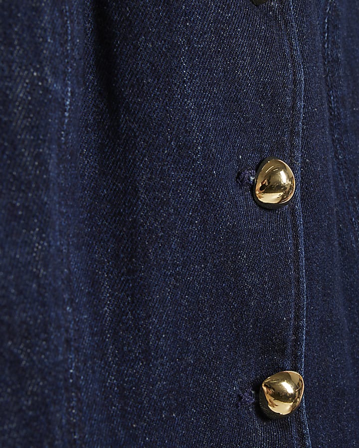 Blue Collared Denim Waistcoat