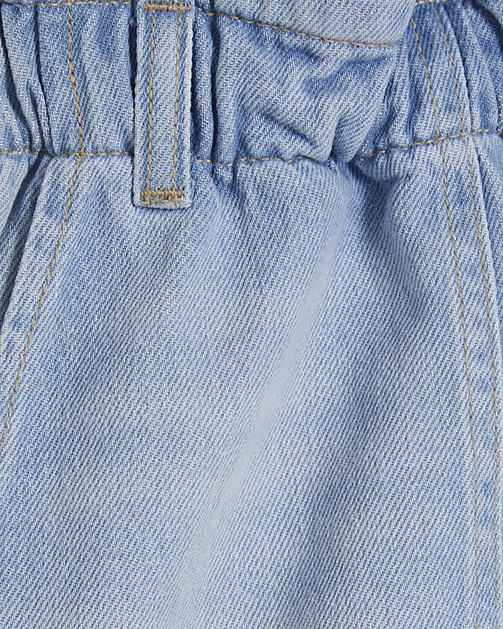 Blue Paper bag Denim Shorts
