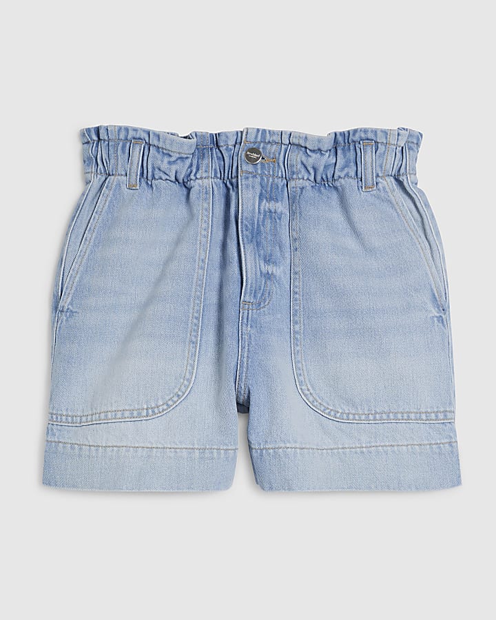 Blue Paper bag Denim Shorts