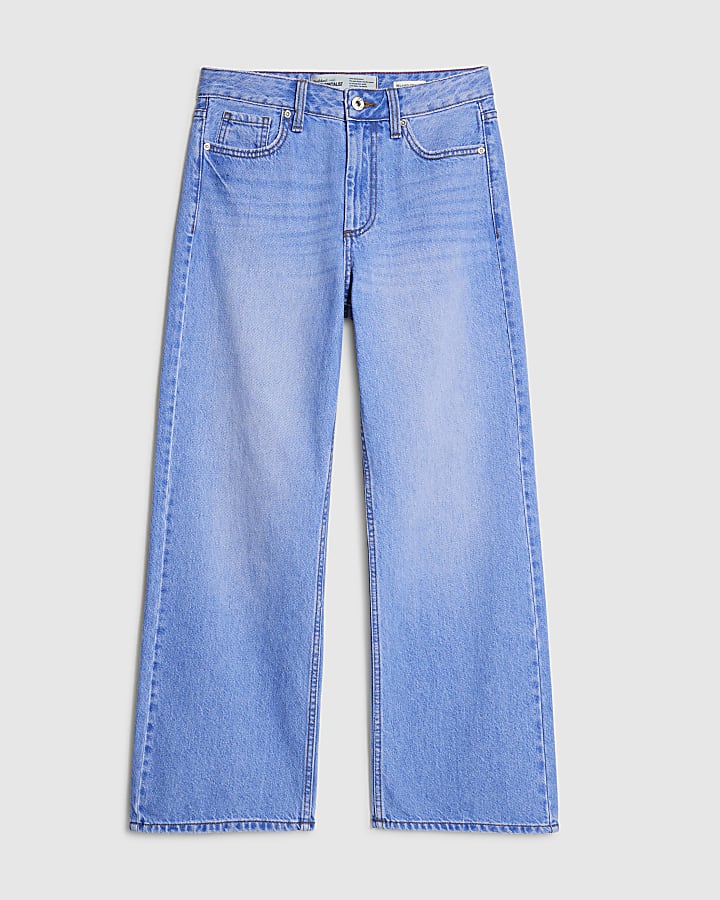 Petite Blue Relaxed Straight Leg Jeans