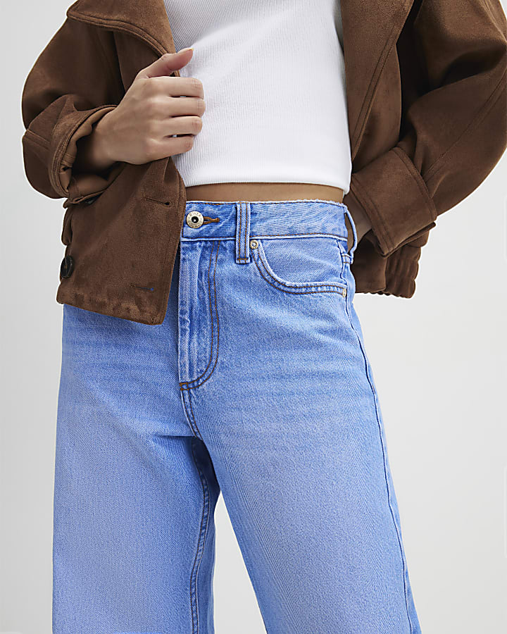 Petite Blue Relaxed Straight Leg Jeans