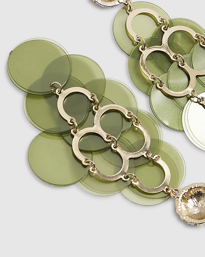 Green Sequin Drop Earrings